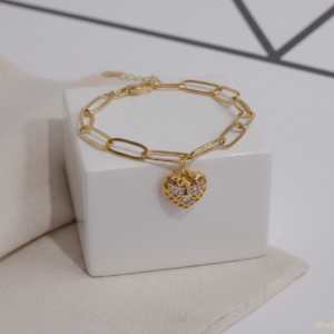 Pulseira Elos Cartier com Pingente Espírito Santo Zircônias Incolores Folheada a Ouro