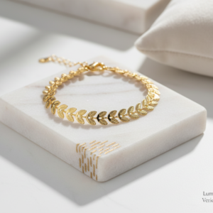 Pulseira Arrow Folhas Folheada a Ouro