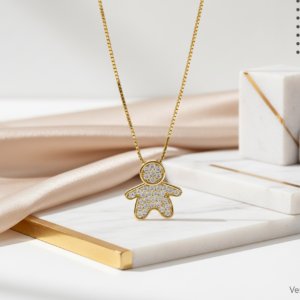 Colar Menino com Zircônias Incolores Folheado a Ouro