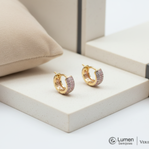 Brinco Argola com Zircônias Incolores 0,6 Folheado a Ouro