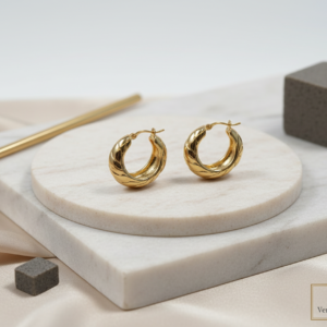 Brinco Argola Croissant 1,0 Folheado a Ouro