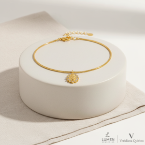 Pulseira Nossa Senhora de Fátima com Zircônias Incolores Folheada a Ouro