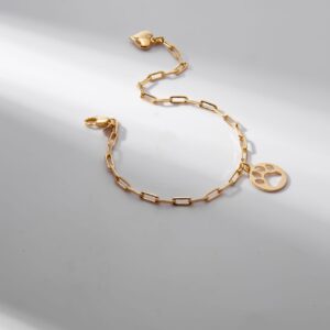 Pulseira Medalha Pet com Pingente Patinha Folheada a Ouro